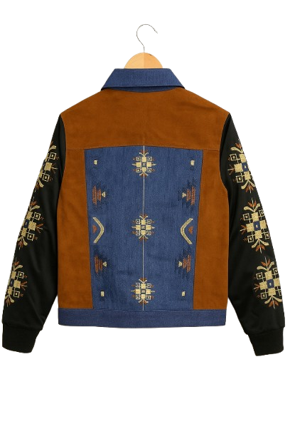 The Voice Reba McEntire Embroidered Suede Denim Jacket - Image 4